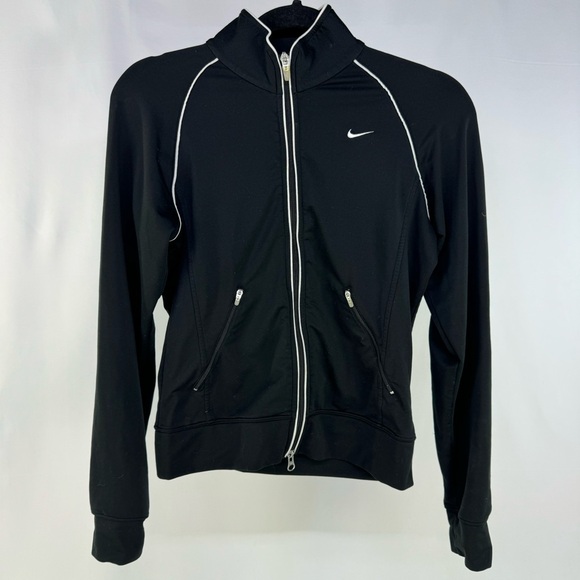 Nike Dry Fit Full Zip Track Jacket Athletic Long Sleeve XS Black and White - Picture 1 of 11